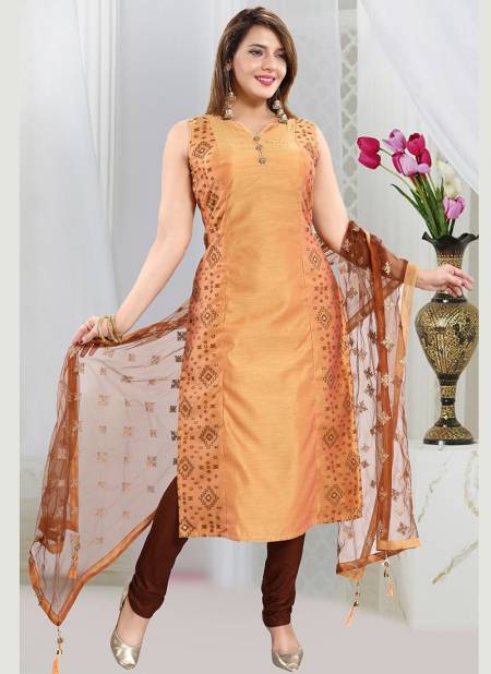 Beige Colour N F CHURIDAR 09 Stylish Casual Wear Designer Worked Readymade Salwar Suit Collection N F C 283 MUSTER